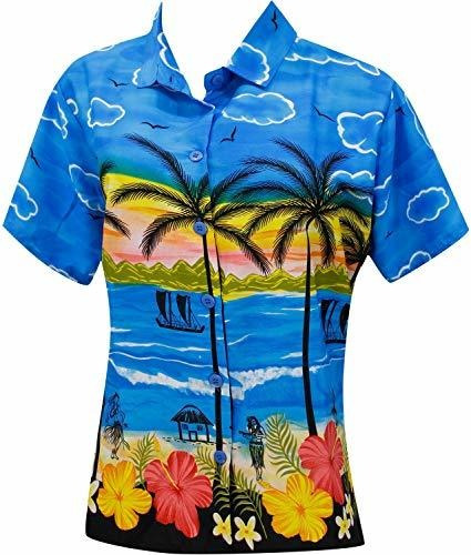 La Leela - Blusa Hawaiana De Campamento Tropical Para Mujer,