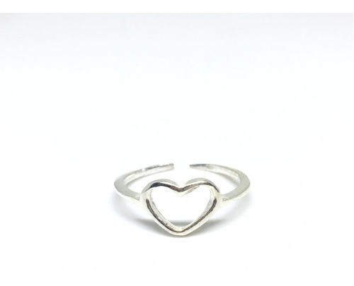 Anillo Media Falange Midi Pie Ajustable Corazon Plata 925