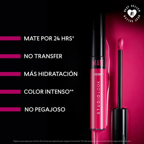 Labial Mate Studio Look Cyzone Indeleble 24 Hrs. Ultimate Red