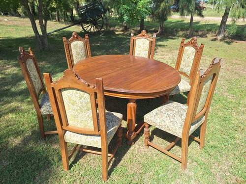 Juego Comedor 6 Sillas Tudor Peteribi Mesa Oval Extble Roble