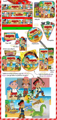 Kit Imprimible Jake Y Los Piratas Invitaciones Candy Bar