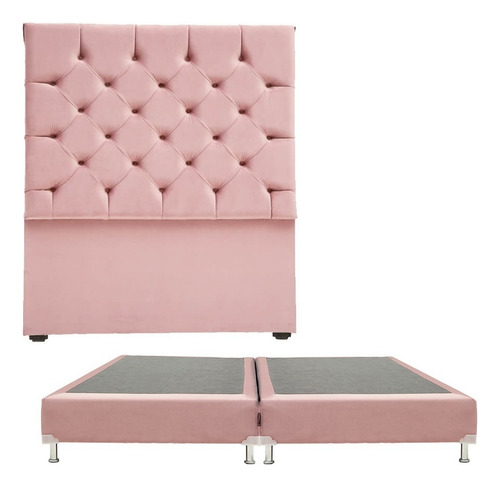 Cabecera King Size Dicasa Capri + Box Gante Palo De Rosa Color Rosa Claro