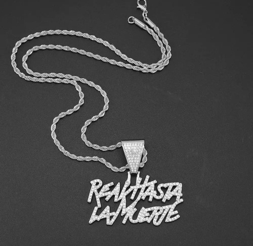 Cadena Collar Anuel Real Hasta La Muerte Tourbillon Acero Plateado