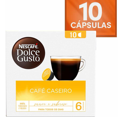 10 Capsulas Dolce Gusto Cafe Caseiro Lungo Suave Imp. Brasil