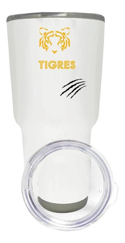 Termo Vaso Térmico Tigres Uanl 30 Oz Rayas Od77182 Color Blanco