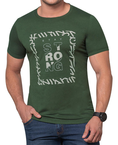 Camiseta Stay Verde Militar Para Hombre Croydon