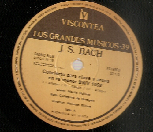 Grandes Musicos Viscontea Nº 39 Bach Sin Tapa