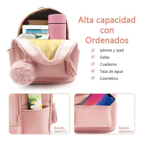 A Mini Mochila Para Mujer Bolso De Viaje Pu Cuero Casual