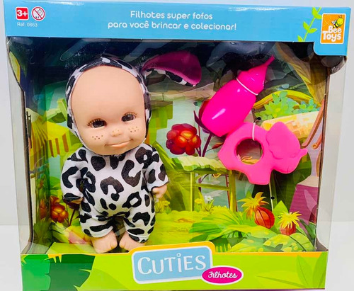 Boneca Cuties Filhotes Zebra Felicidade 22 Cm Bee Toys