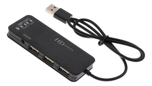 3puerto Usb2.0 Adaptador De Micrófono De Tarjeta De Negro