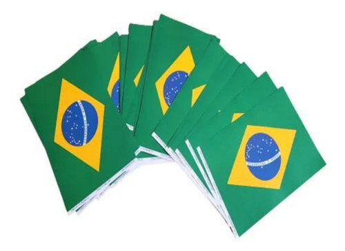 50 Unid Bandeira Do Brasil Mão Copa Do Mundo Bandeirinha