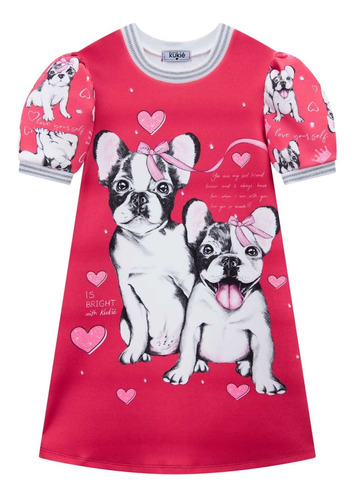 Vestido Infantil Kukiê Verão Cachorrinhos Vermelho