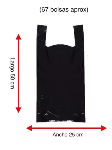 Bolsa Camiseta Alza Plástica Negra 1kg 25x50 Basura 