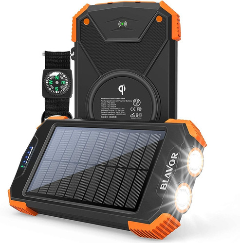 Cargador Blavor Pn-w05,solar,qi,10,000 mah,3 Usb A, C,micro