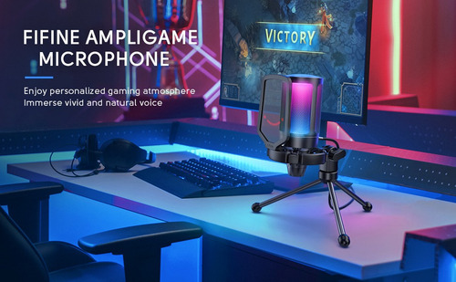 Kit De Micrófono Fifine, Con Soporte De Brazo, Usb, Rgb