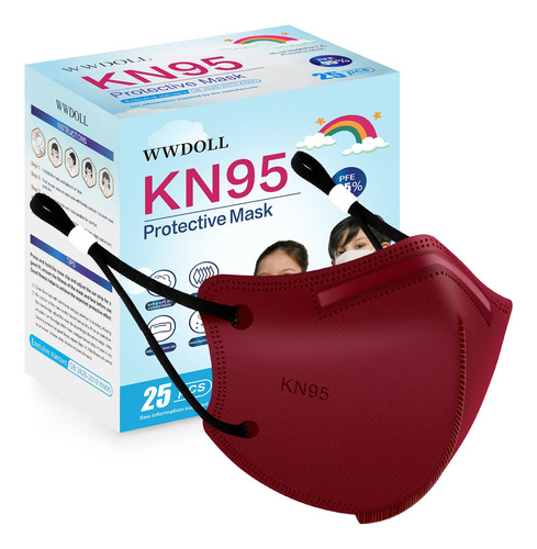 Wwdoll Mascarillas Kn95 Para Ninos, Paquete De 25 Unidades,