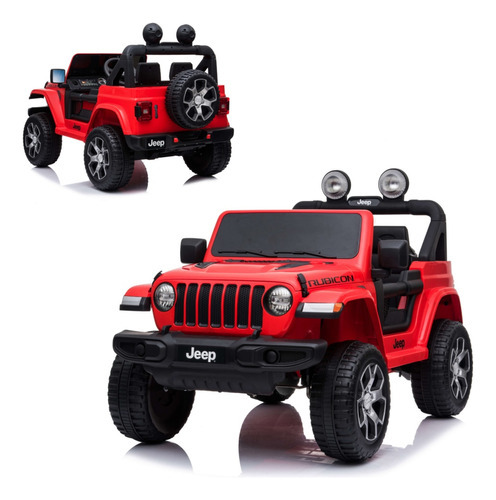 Jeep A Bateria Para Niños Wrangler Rubicon Rojo Color Multicolor