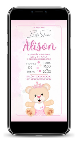 Invitación Digital Tarjeta Baby Shower Osita