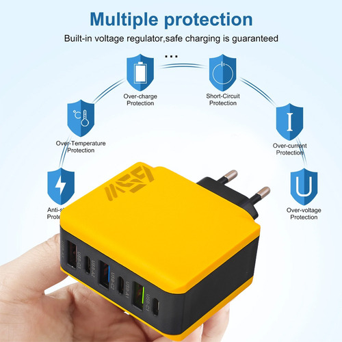 Cargador Pd Usb Tipo C De 120 W Y 6 Puertos Cargador De Carg