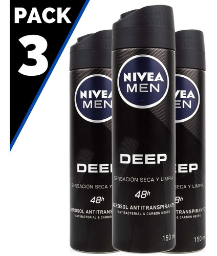 Desodorante Aerosol Antitranspirante Nivea Men Deep X 150 Ml