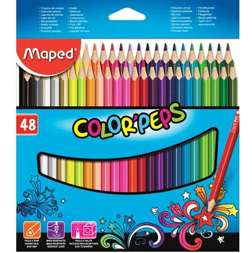 Lapis De Cor Triangular Maped Color Pets - 48 Cores