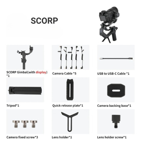 Estabilizador Gimbal Scorp Para Câmera 3 Axis + Acessórios