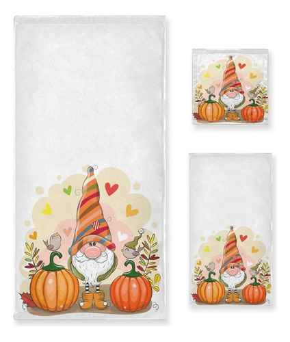 Dussdil Autumn Gnome Pumpkins Juego De Toallas De 3 Piezas P