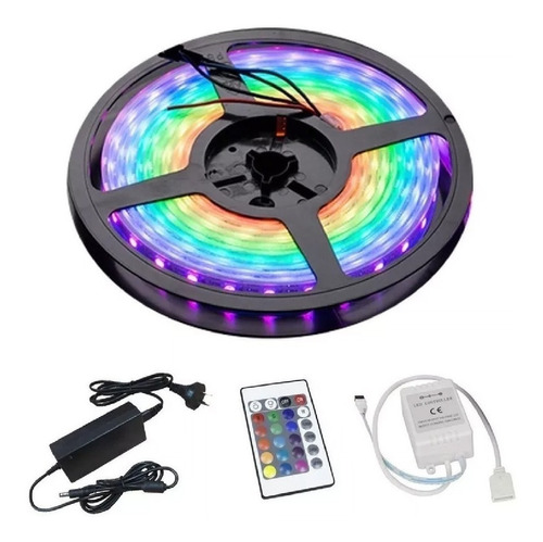 Tira Led Rgb 5050 De 5mts Controlador Fuente 12v Control