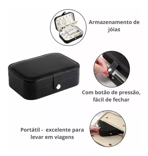 Estojo Guarda Joias em Cabedal ideal para viagens