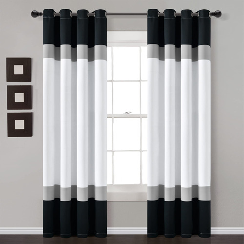  Kit Cortinas Ventana Filtro Luz Negras/grises, 52''x 84'' 