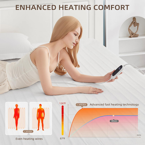 Caperia Mattress Calented Pad King Tamaño Del Colchón Eléctr