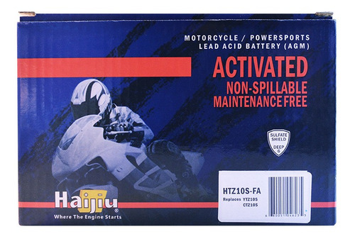 Imagen 3 de 9 de Batería Moto Haijiu Htz10s-fa Agm Gel Libre Mantenimiento