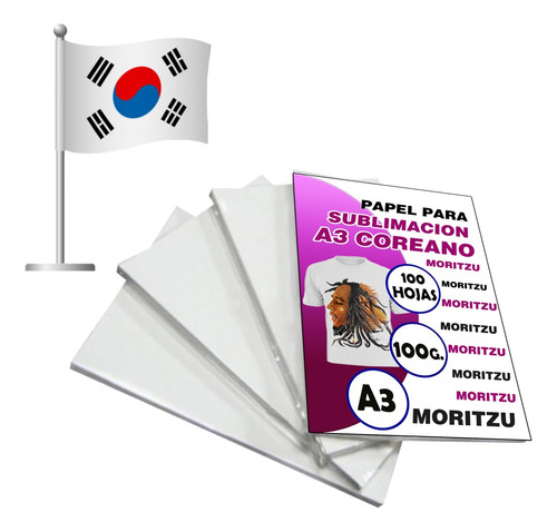 Papel De Sublimacion Premium A3 X 100 Hojas Coreano Moritzu