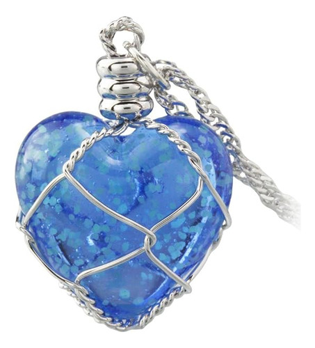 Fm42 Glow In The Dark Blue Heart Pendant Necklace Glow