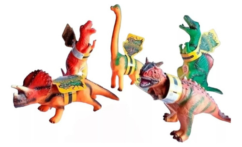 Set De 5 Dinosaurios Medianos Juguete Sonido Niños Colección