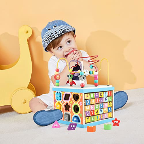 Cubo De Actividades De Madera Qilay Para Niños Pequeños De 3