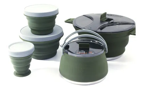 Juego De Utensilios De Cocina Plegables Para Camping – Ollas, Sartenes, Cuencos Y Más, Todo En Una Bolsa De Malla Fácil De Llevar
