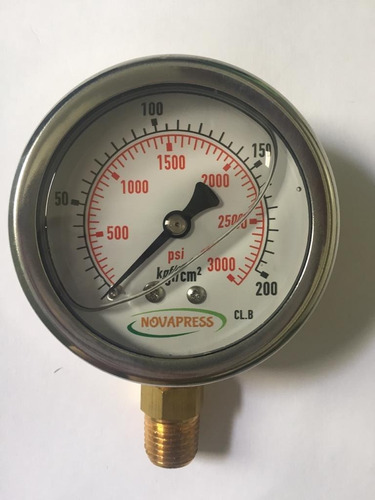 Manômetro Pressão Hidr.0-200 Kg: 3000 Psi R.1/4+certificado