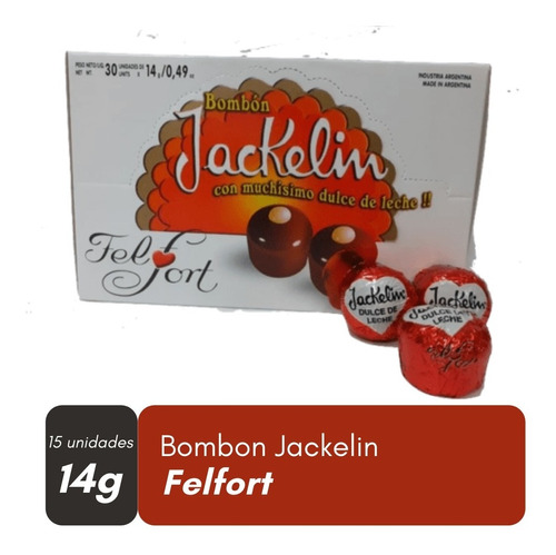 Bombón Jackelin Felfort Relleno De Dulce De Leche Caja X 15u