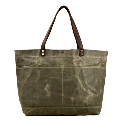 Waxed Canvas Travel Tote Bag Extra Large Carryall Shoul...
