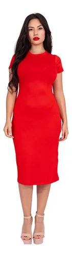 Vestido rojo online corte lapiz