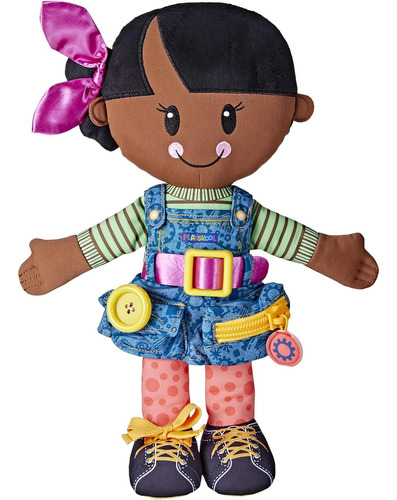 Playskool Dressy Kids - Muñeca Con Pelo Negro Y Lazo, Jugu. Color Chica (pelo Negro Y Arco)