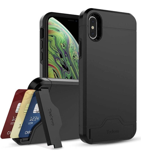 Funda Tipo Billetera Para iPhone XS (color Negro)