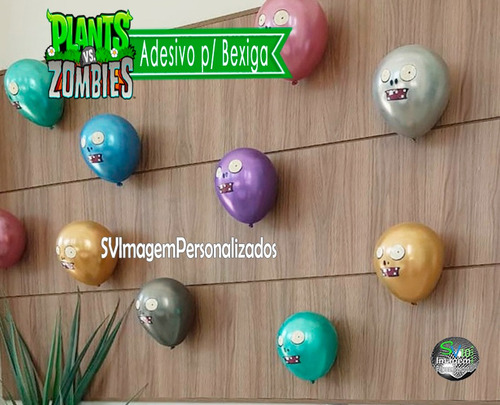 Festa Plants Vs Zombie Adesivo De Bexiga 20 Unidades