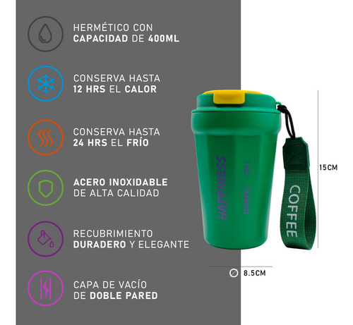 Termo Agua Doble Pared Café Te inoxidable Niño