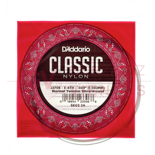 Cuerda Suelta Daddario Classic Nylon 6 Mi Normal G Clasica