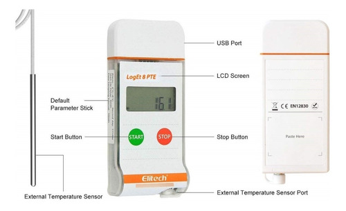 Registrador Temperatura Logger Elitech Loget 8 Pte -85+85ºc
