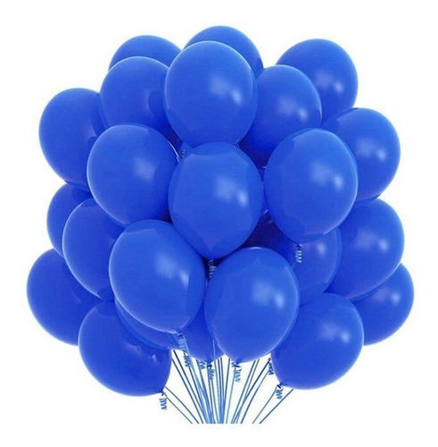 Globos Azul Redondo Látex R12 30cm Resistente Pack 25