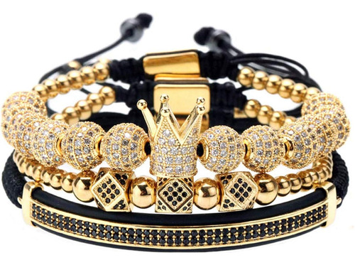 Gvusmil Conjunto De Pulseras De Corona De Oro Imperial Cz De