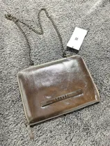 Comprar Sobre Cartera Clutch De Cuero Plateado Con Cadena Square Plateado Lisa Níquel Plateado